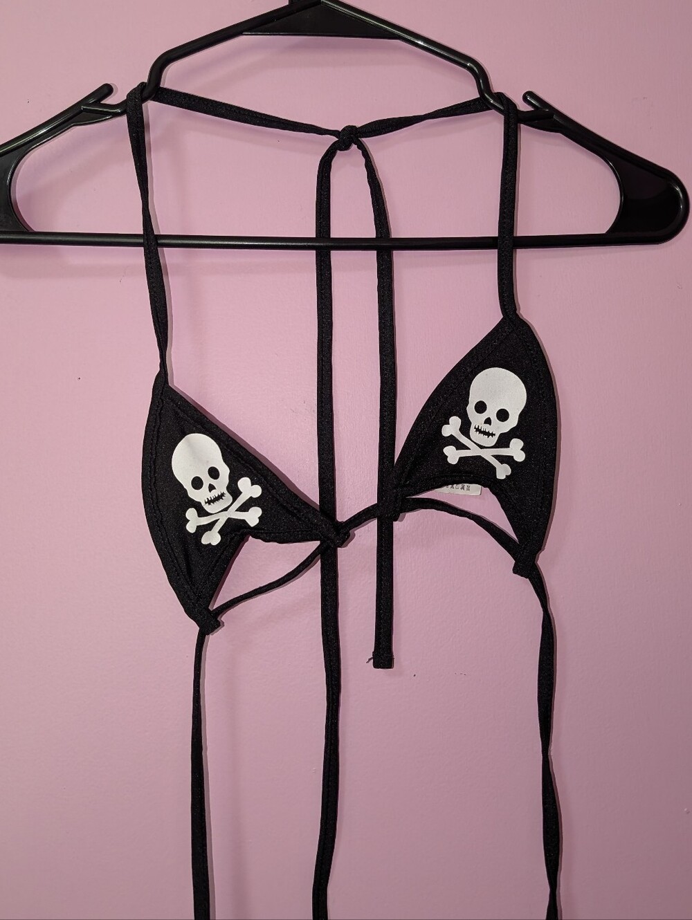 Y2K Skull Print Micro String Bikini Top